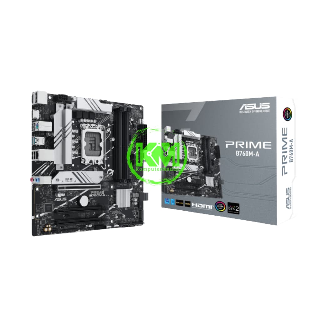 ASUS PRIME B760M-A D5 (White Heatsink) (INTEL) MOTHERBOARD - Image 1