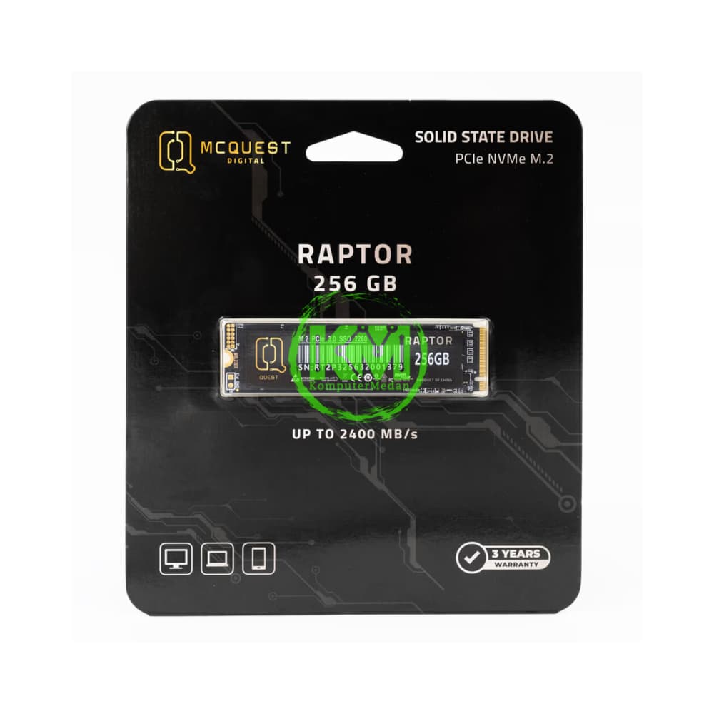 MCQUEST RAPTOR 256GB M.2 NVME SSD - Image 1
