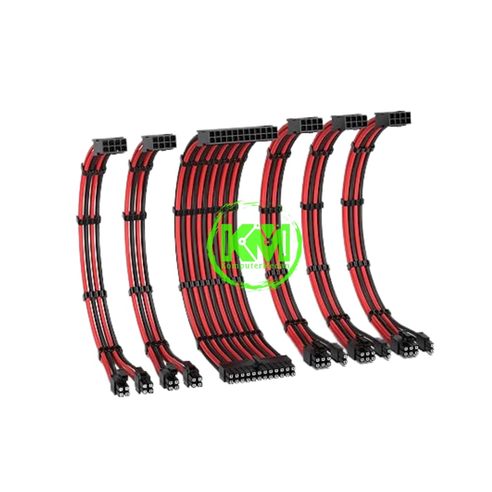 EZDIY-FAB AWG NYLON BLACK RED PSU EXTENSION - Image 2