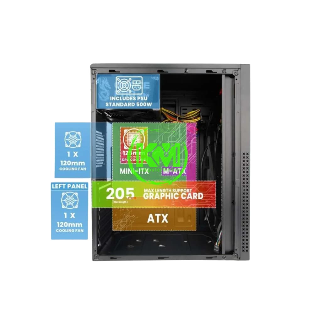 VURRION PRO NEO NR-01 BLACK + PSU 500 WATT OFFICE CASING - Image 2