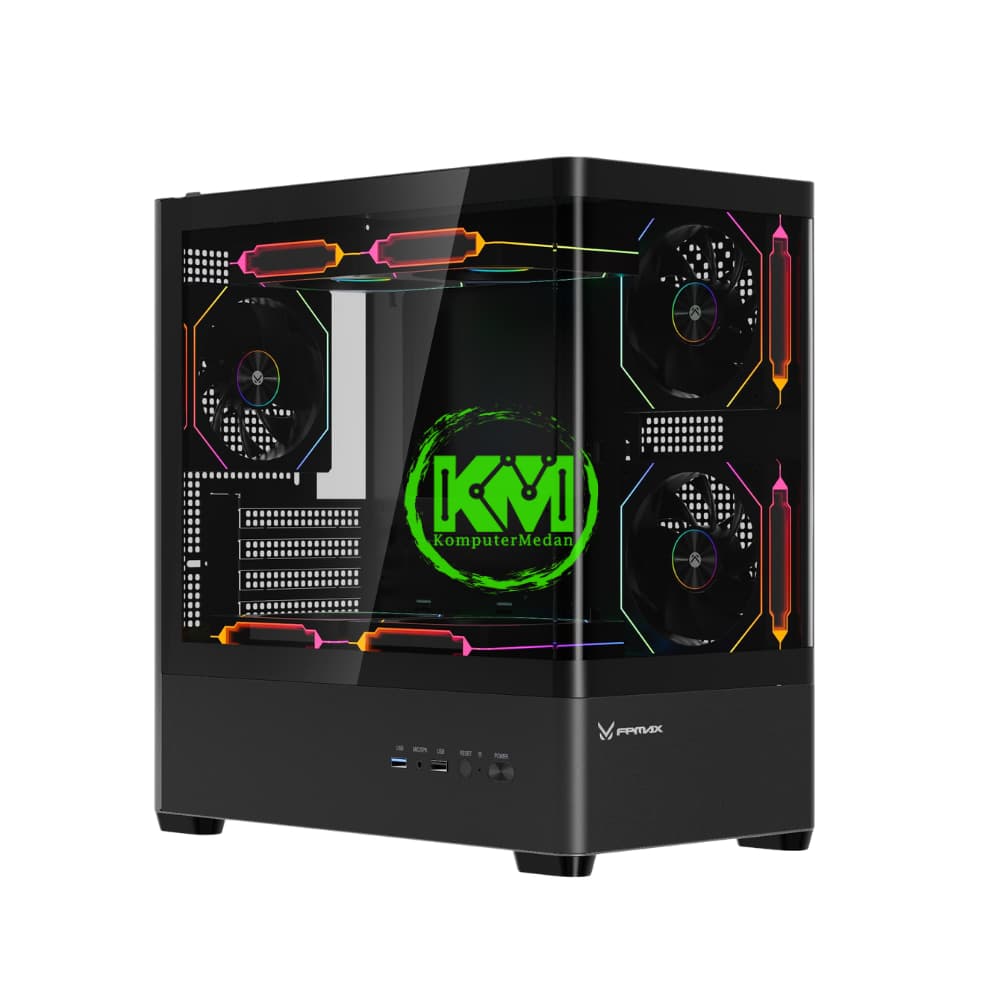 FPMAX R4M NOVA BLACK + 3 FAN GAMING CASING - Image 1