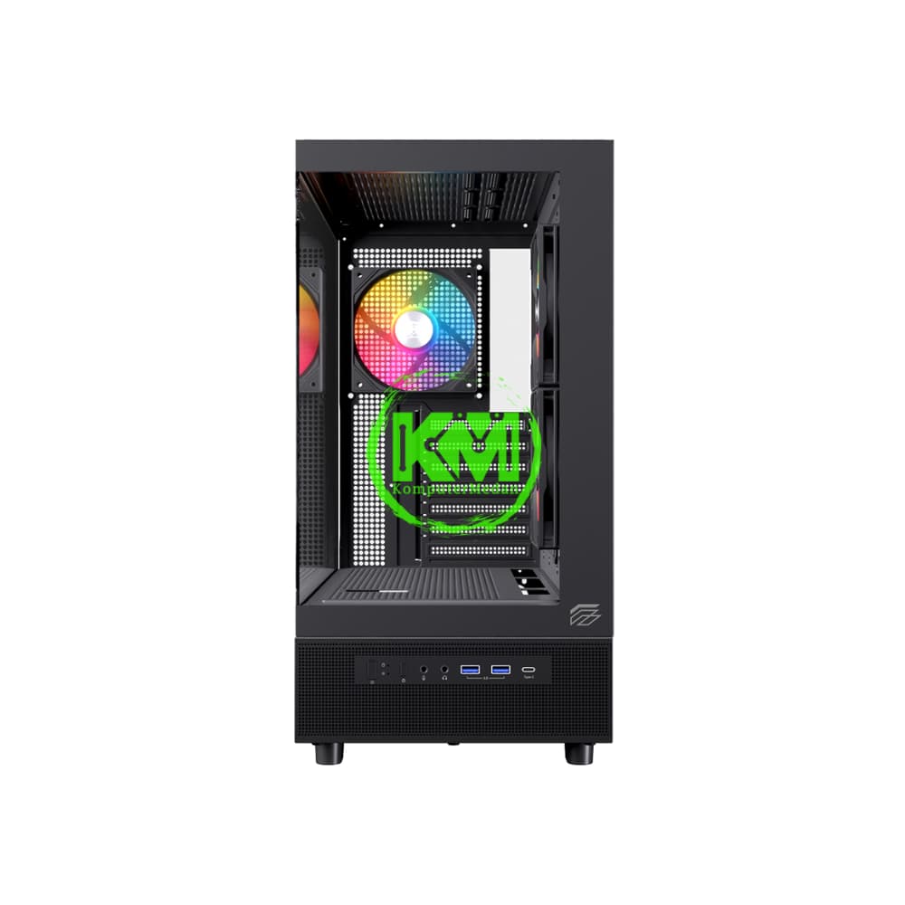 EINAREX PRISMA S500 BLACK +3FAN GAMING CASING - Image 4