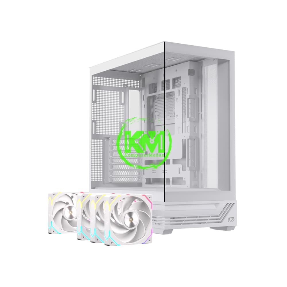 EINAREX PRISMA S800 WHITE +4FAN RGB GAMING CASING - Image 1