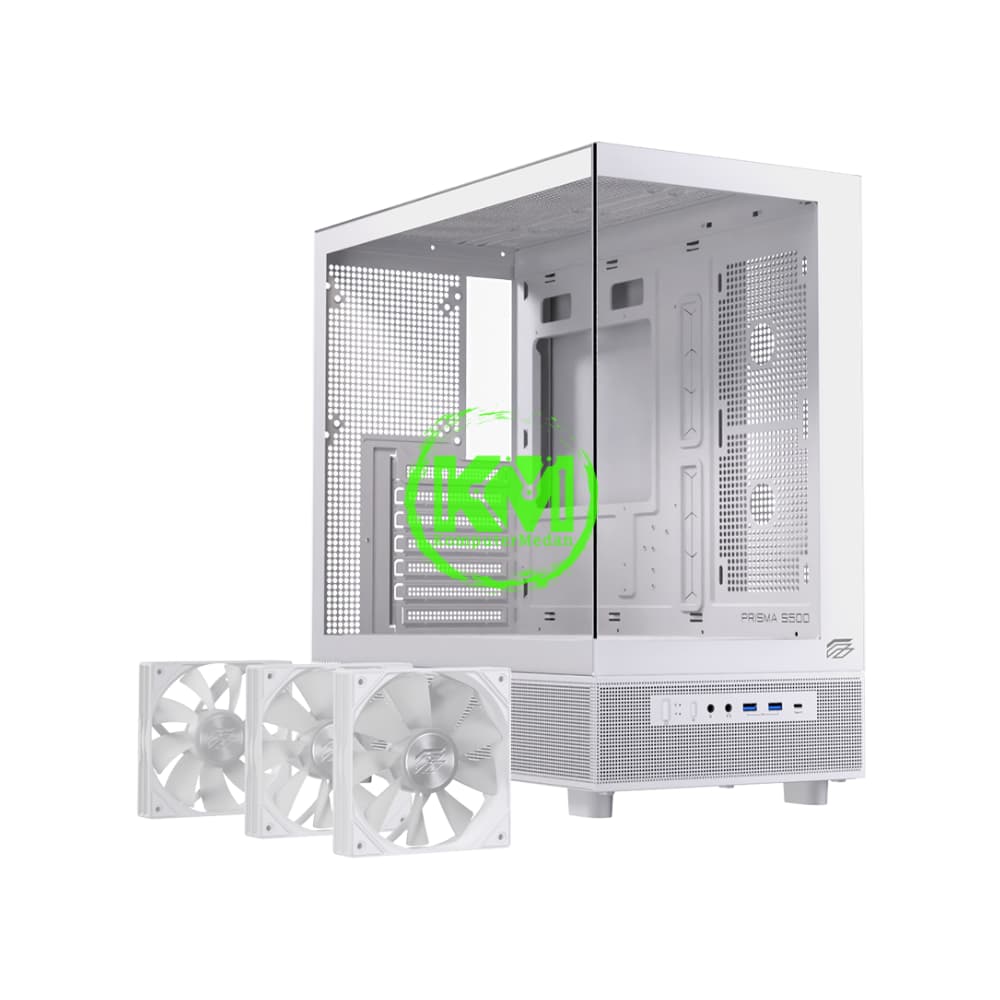 EINAREX PRISMA S500 WHITE +3FAN GAMING CASING - Image 1