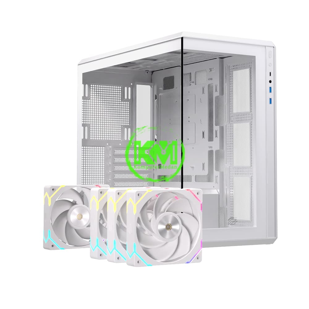 EINAREX ZENITH ZM800 WHITE + 4FAN RGB GAMING CASING - Image 1