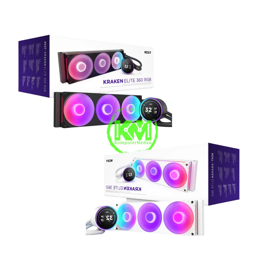 NZXT KRAKEN ELITE 360 RGB V2 BLACK WHITE FAN PROCESSOR