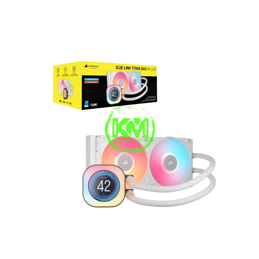 CORSAIR ICUE LINK TITAN 240 RX LCD WHITE FAN PROCESSOR