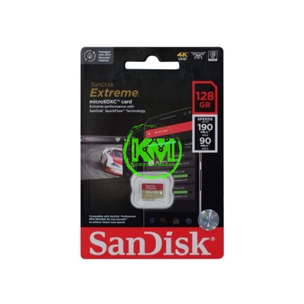 SANDISK MICROSD EXTREME 128GB 190 90MB MEMORY CARD