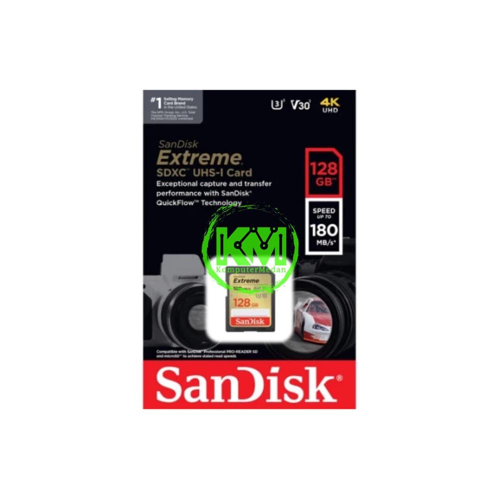 SANDISK SDCARD EXTREME 128GB 180MB MEMORY CARD - Image 1