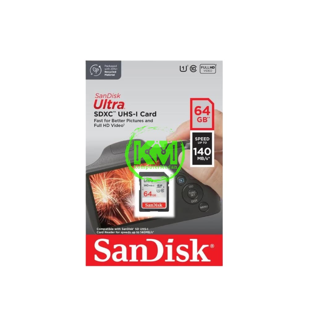 SANDISK SDCARD CLASS10 64GB 140MB MEMORY CARD - Image 1