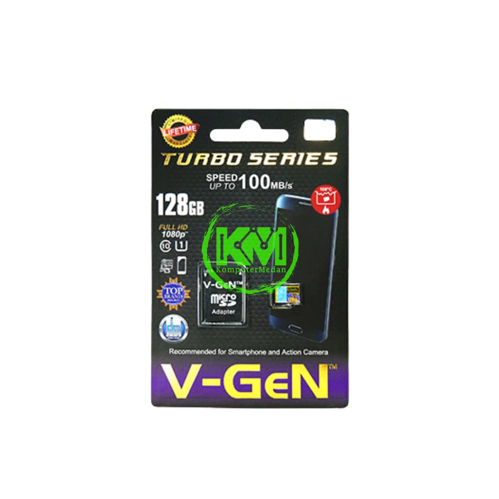 VGEN MICROSD 128GB CLASS 10 TURBO SERIES 128GB MEMORY CARD - Image 1