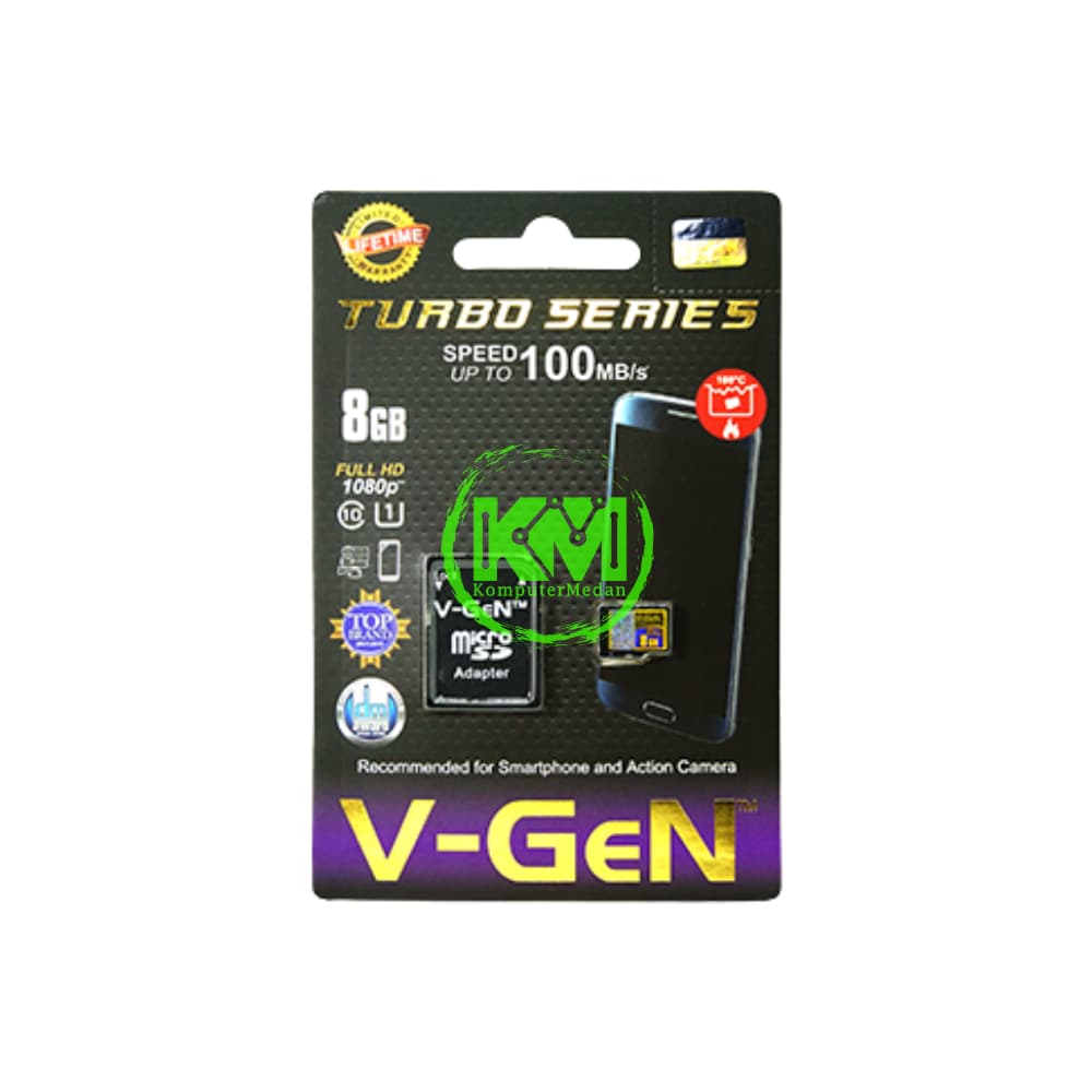 VGEN MICROSD 8GB CLASS 10 TURBO SERIES MEMORY CARD