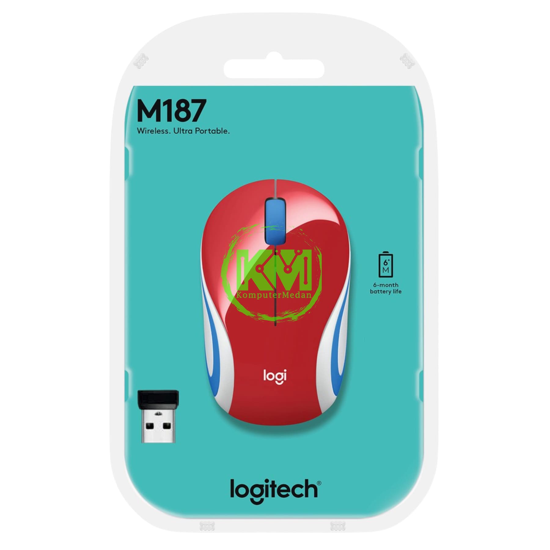 LOGITECH M187 WIRELESS MOUSE (RED) - Image 1