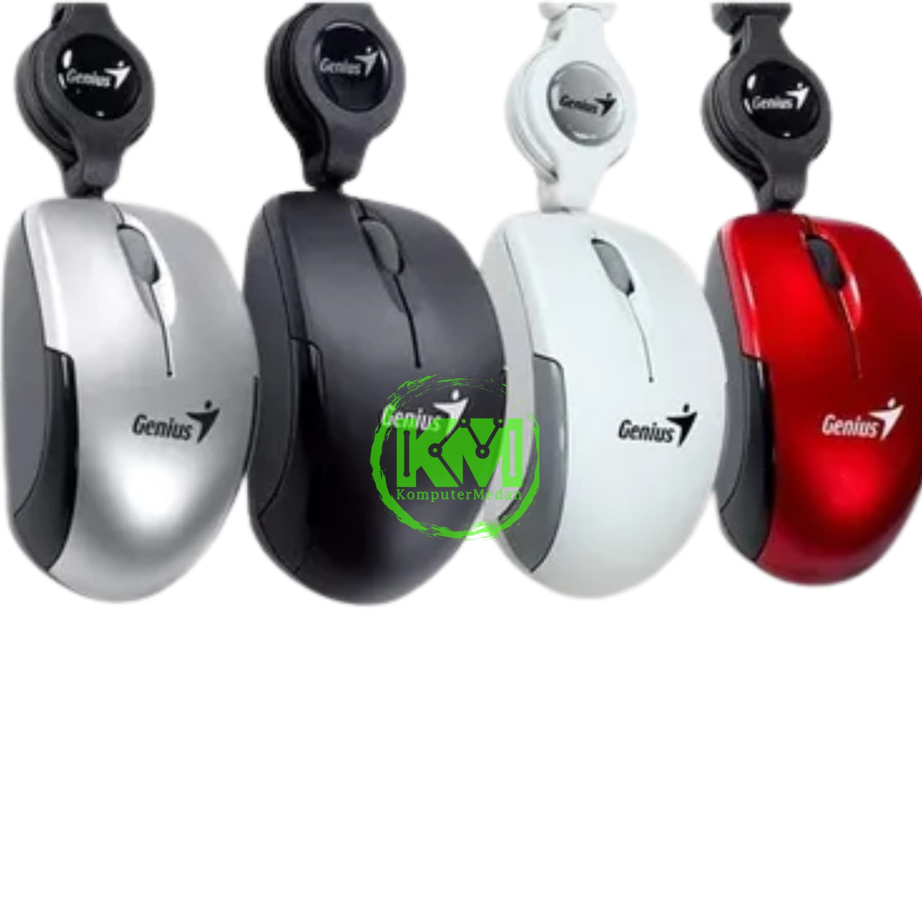 GENIUS MICRO TRAVELLER RETRACTABLE MOUSE (RED/WHITE/BLACK/SILVER)