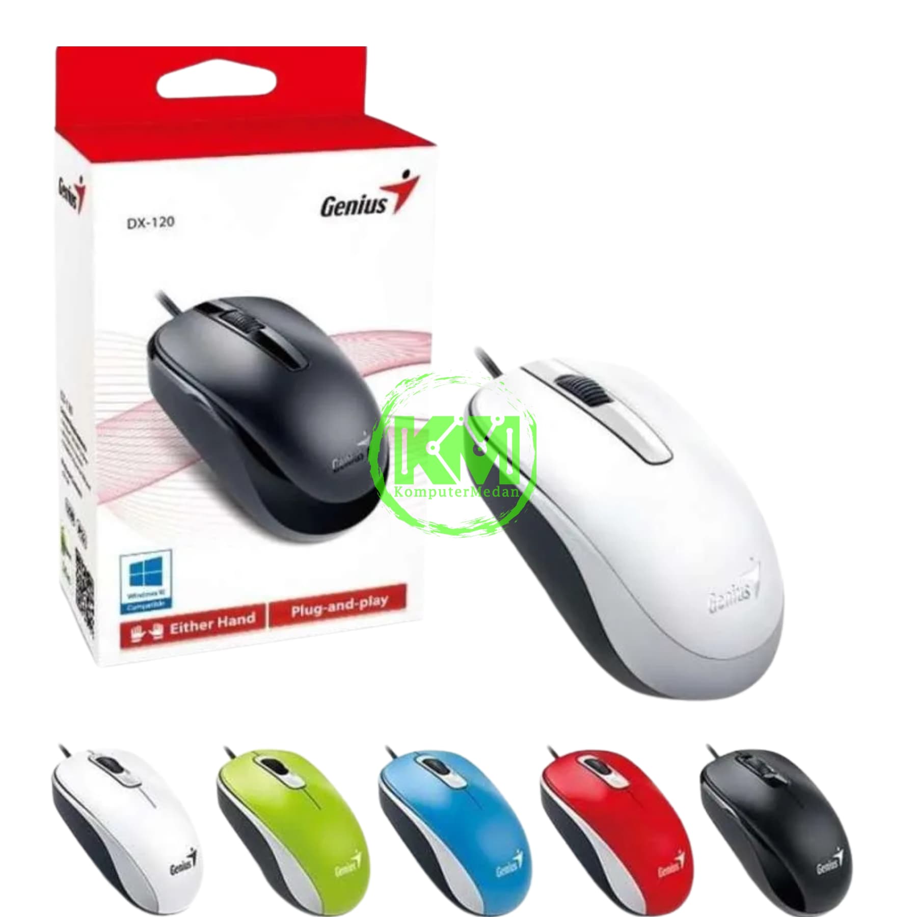 GENIUS WIRED DX-120/DX-125 USB MOUSE (BLACK/WHITE/RED/BLUE/GREEN)