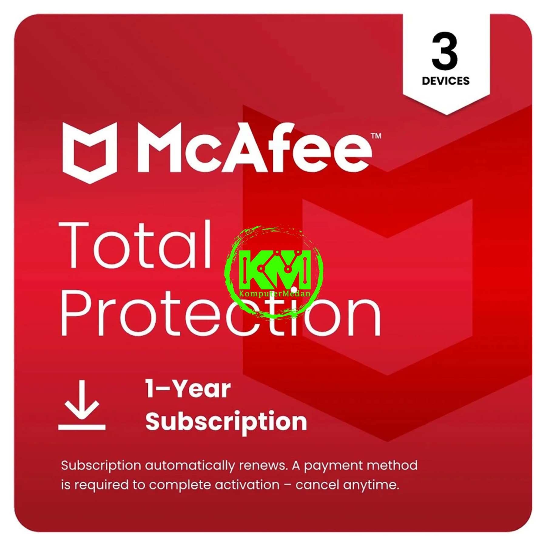 MCAFEE ANTIVIRUS TOTAL PROTECTION 3 DEVICE 1 YEAR