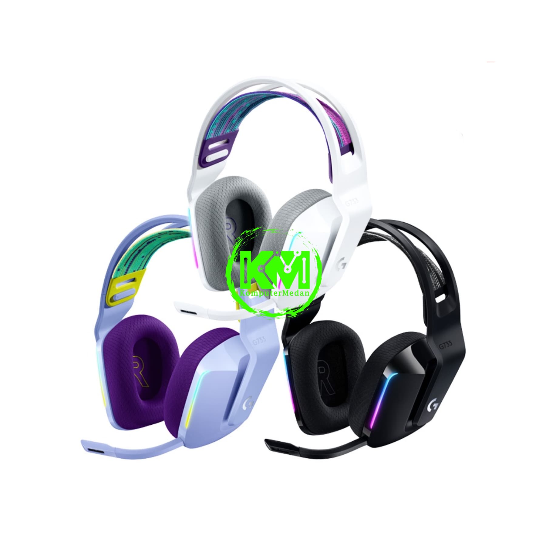 LOGITECH G733 WIRELESS BLACK/WHITE/LILAC GAMING HEADSET - Image 2