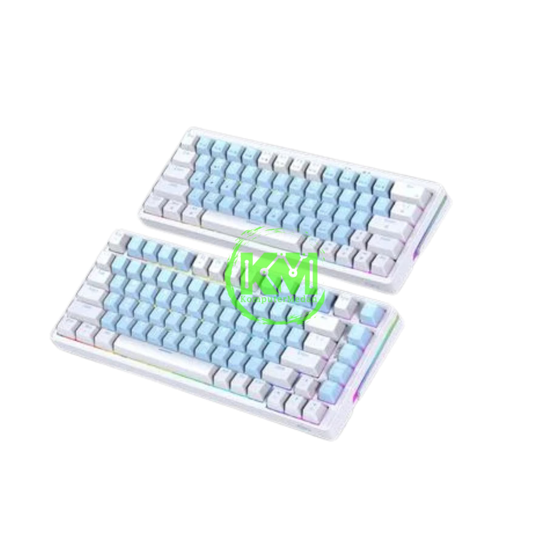 FANTECH ATOM X63 MK611 AME EDITION WHITE BLUE & BLUE WHITE SWITCH TARO / ROSIE MECHANICAL KEYBOARD - Image 1