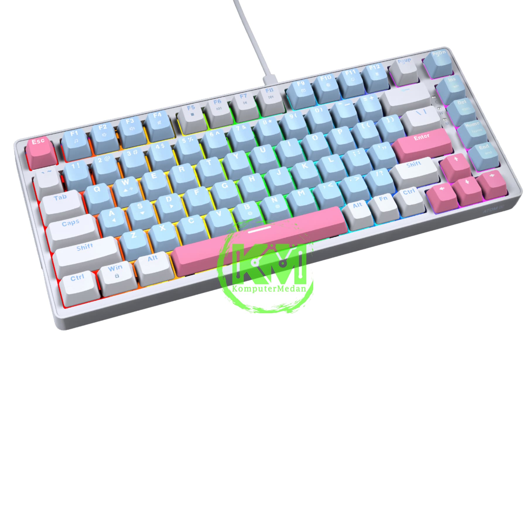 FANTECH ATOM X83 MK612 AME EDITION WHITE BLUE & BLUE WHITE SWITCH TARO / ROSIE MECHANICAL KEYBOARD - Image 3