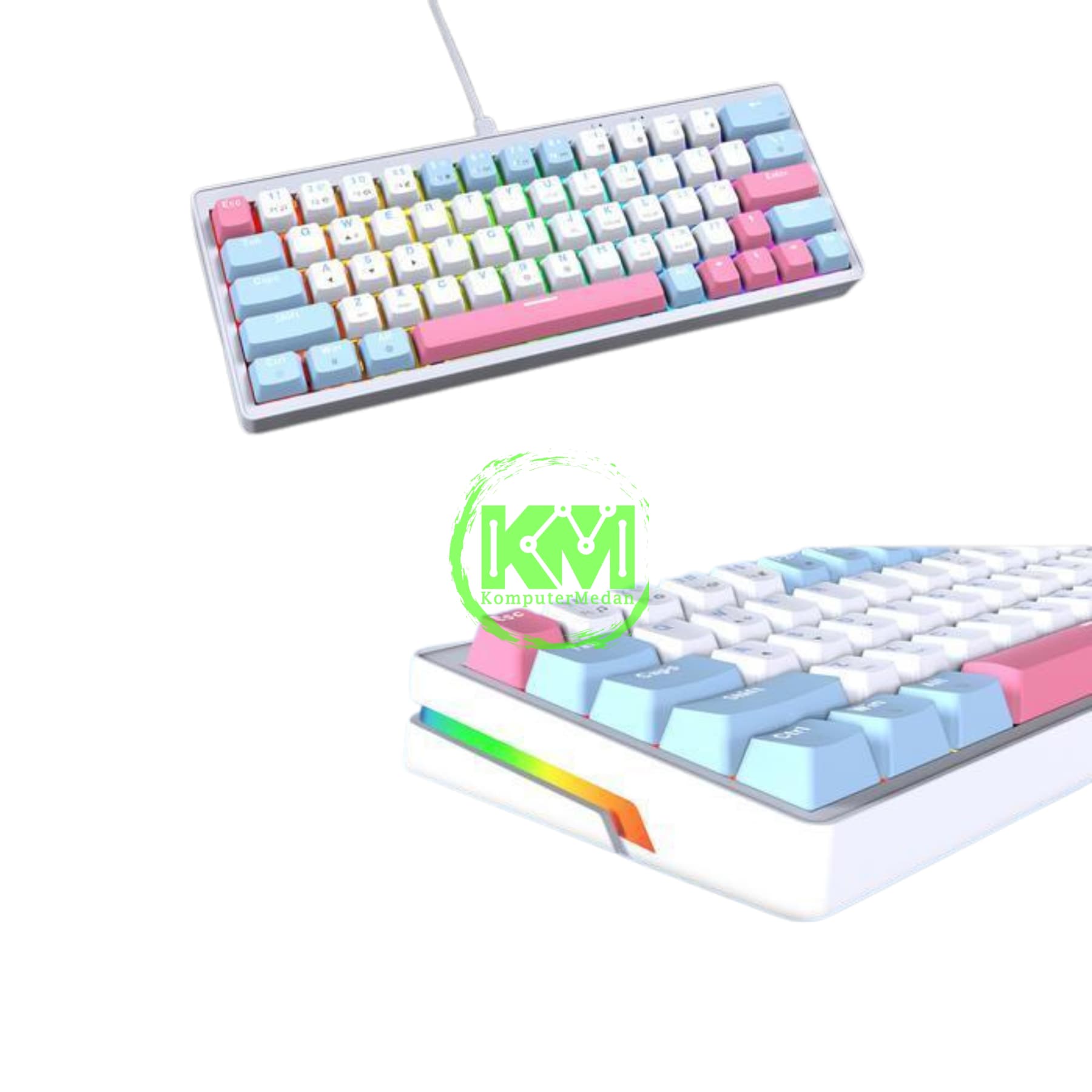 FANTECH ATOM X63 MK611 AME EDITION WHITE BLUE & BLUE WHITE SWITCH TARO / ROSIE MECHANICAL KEYBOARD - Image 3