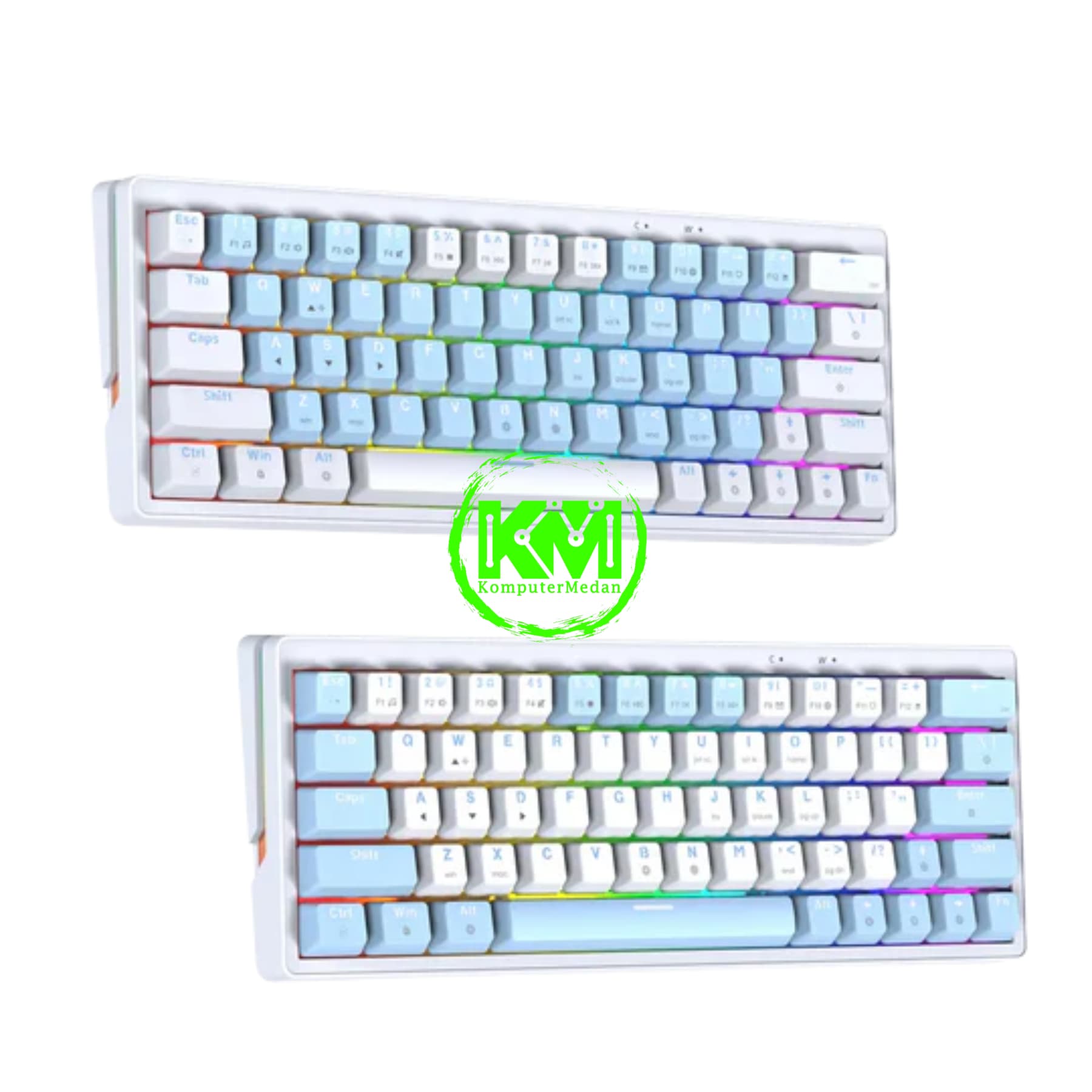 FANTECH ATOM X63 MK611 AME EDITION WHITE BLUE & BLUE WHITE SWITCH TARO / ROSIE MECHANICAL KEYBOARD - Image 4
