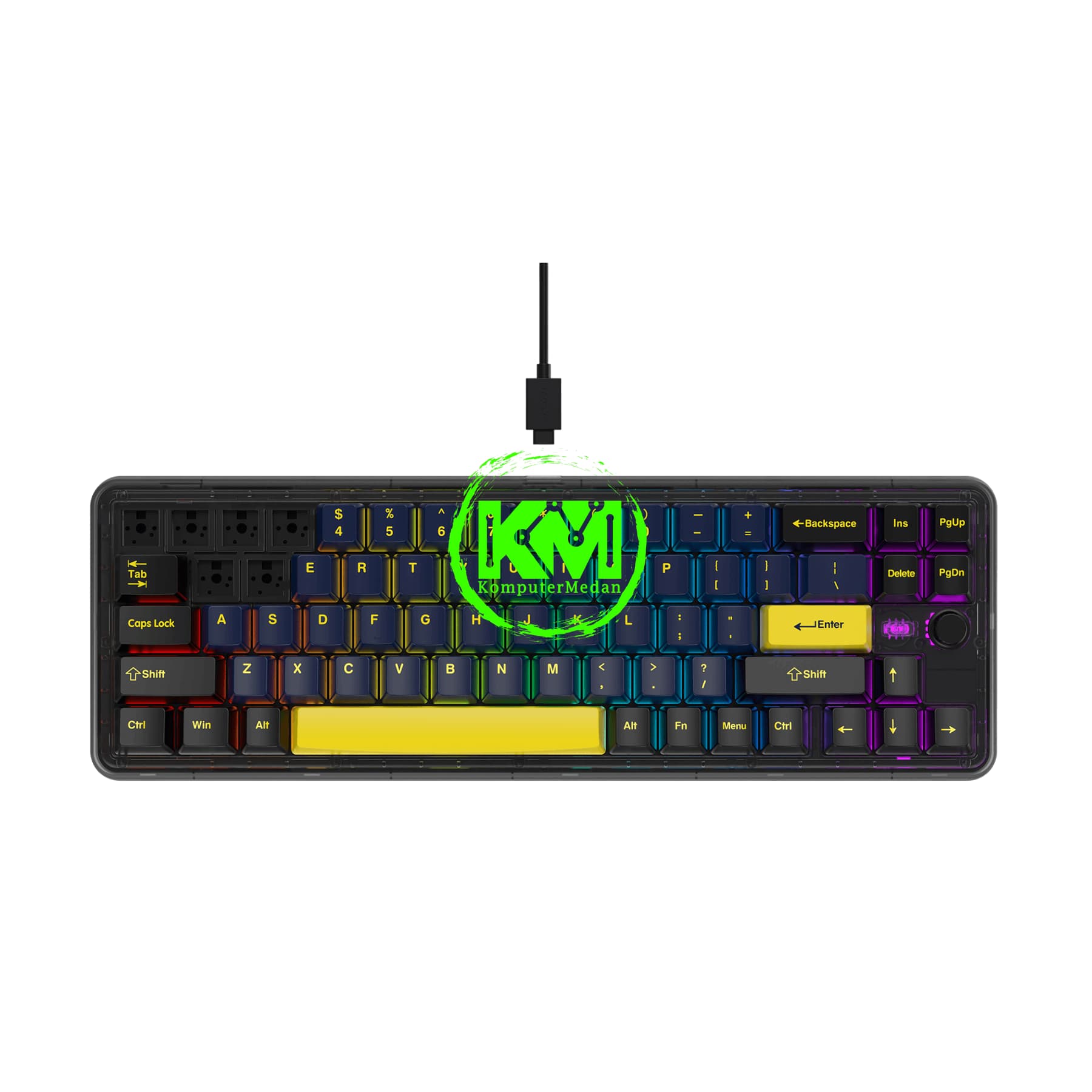 FANTECH MAXFIT 70 MK911 LONDON TOUR / EPIC GREYSCALE / GRAND COBALT SWITCH BROWN / YELLOW MECHANICAL KEYBOARD - Image 4
