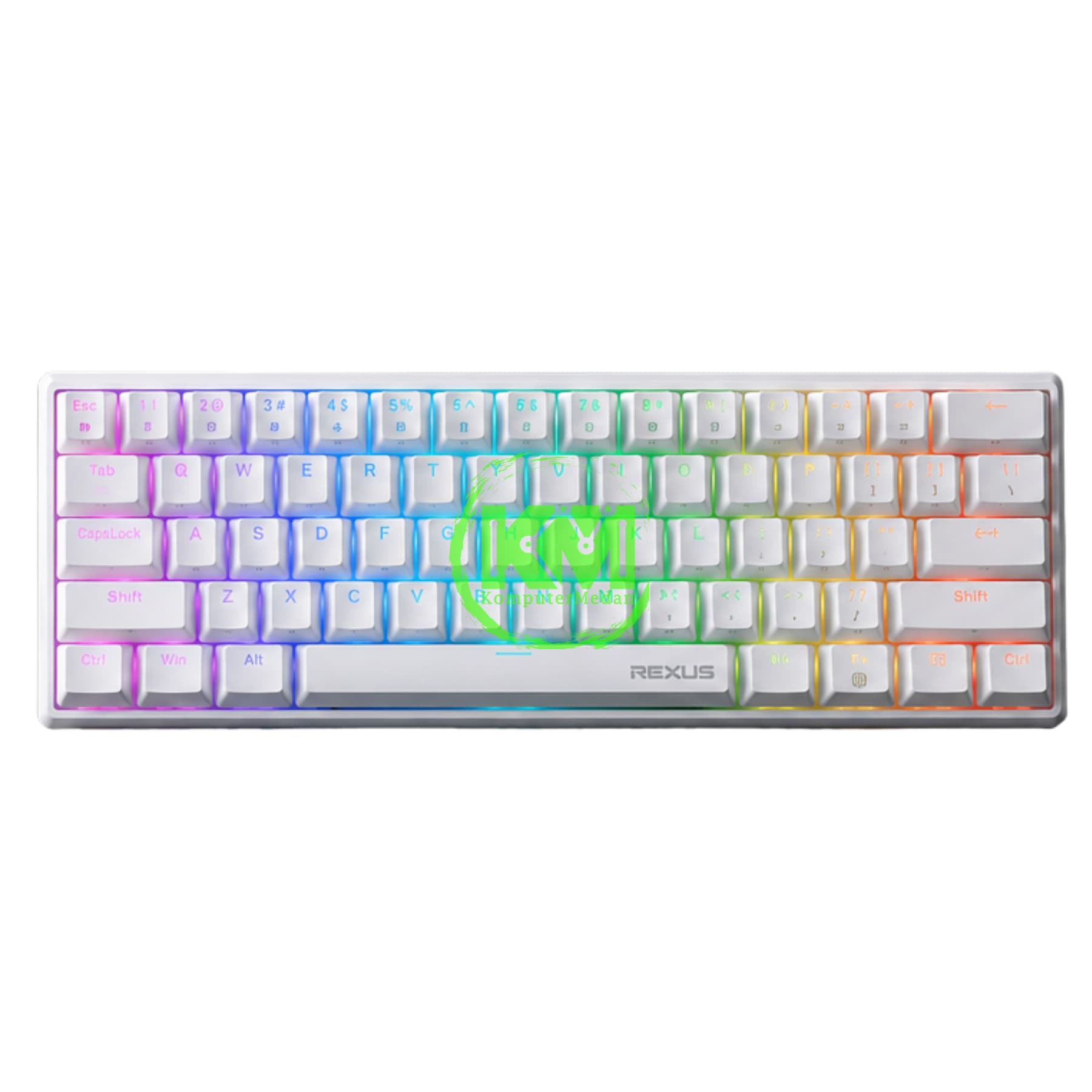 REXUS M64 ULTIMATE 3 CONNECTION WHITE JWK T1 / BLUE SWITCH MECHANICAL GAMING KEYBOARD