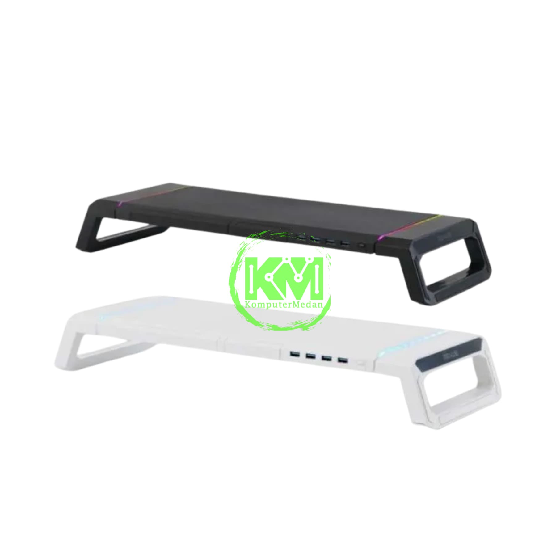 REXUS TRANT FP03 USB HUB 3.0 BLACK & WHITE RGB MONITOR STAND