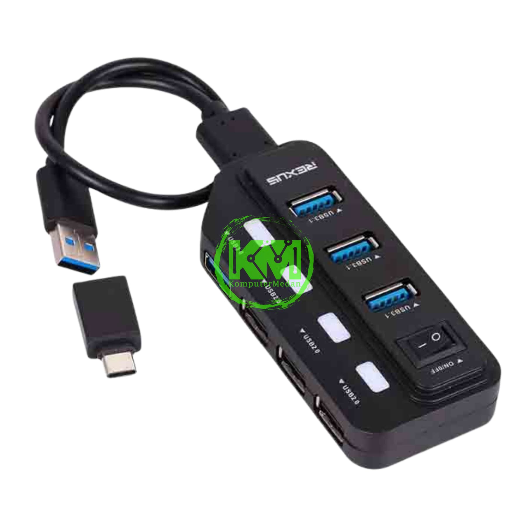 REXUS RXH-332 7PORT USB HUB + CONVERTER TYPE-C - Image 1