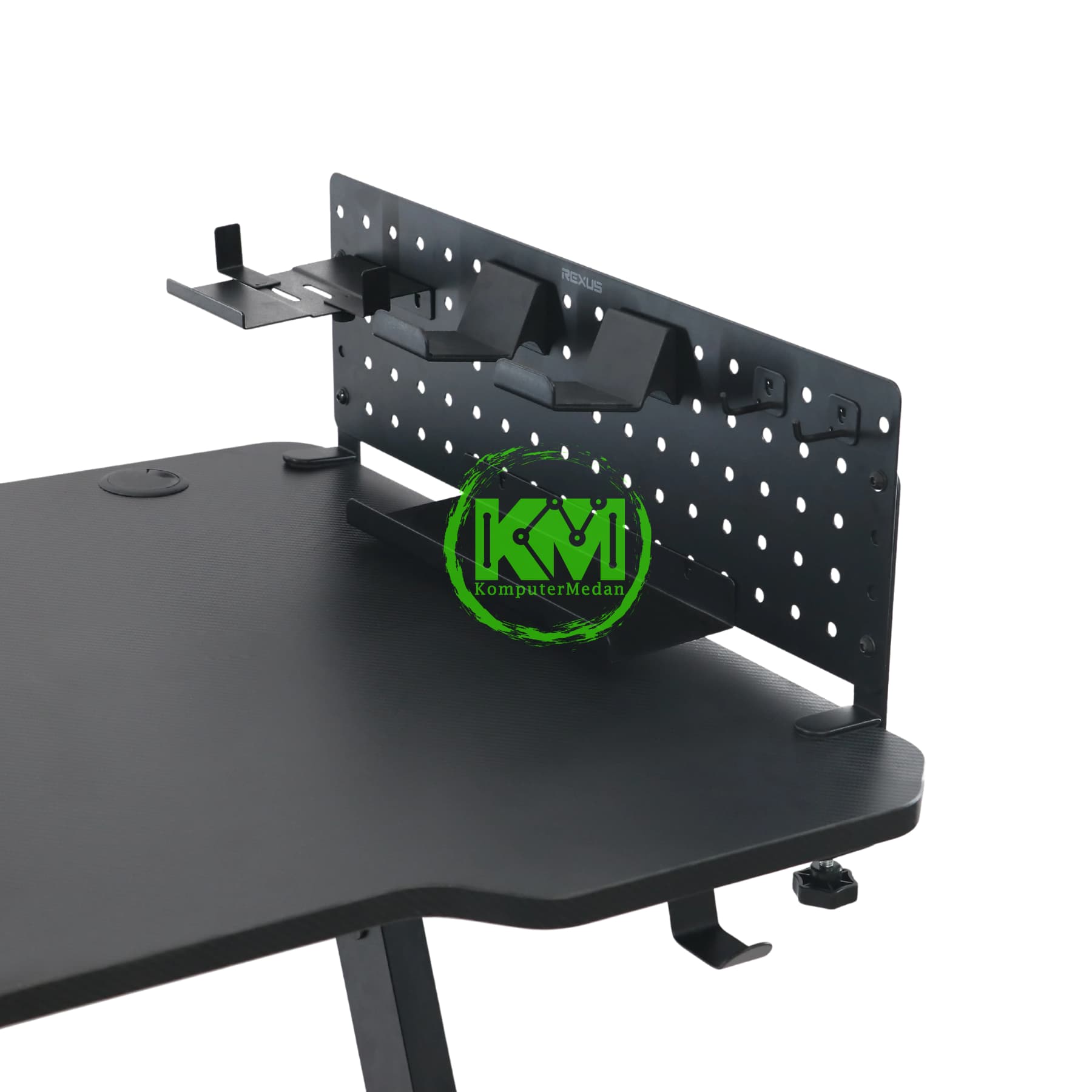 REXUS OMNI RXB-147 BLACK GAMING DESK (Inc. Arm Monitor & Peg-Board) - Image 6
