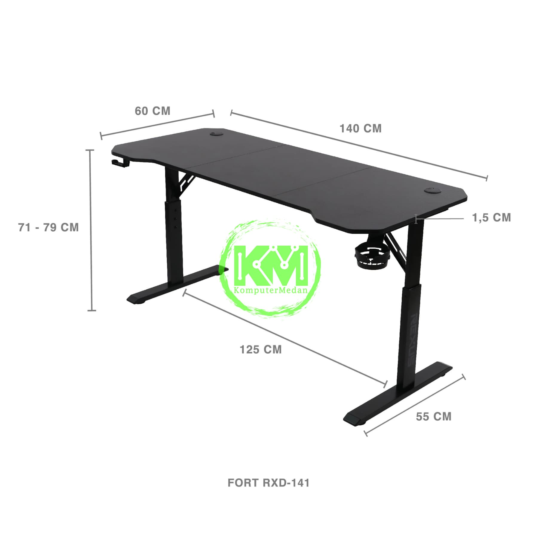 REXUS FORT RXD-141 BLACK (FORT 140cm) GAMING DESK - Image 2