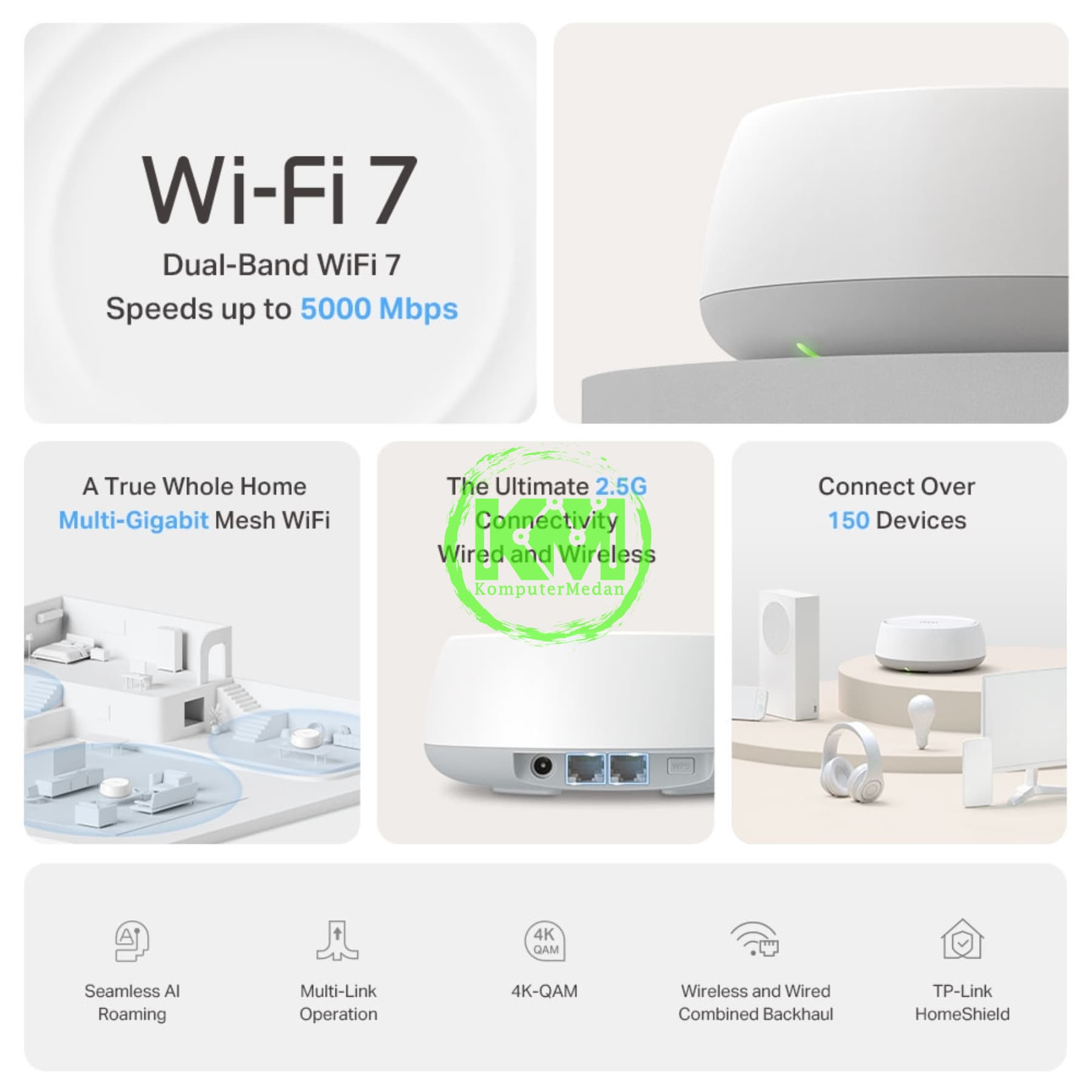 TP-LINK DECO BE25 (1-PACK) BE5000 WHOLE HOME MESH WIFI 7 SYSTEM - Image 3