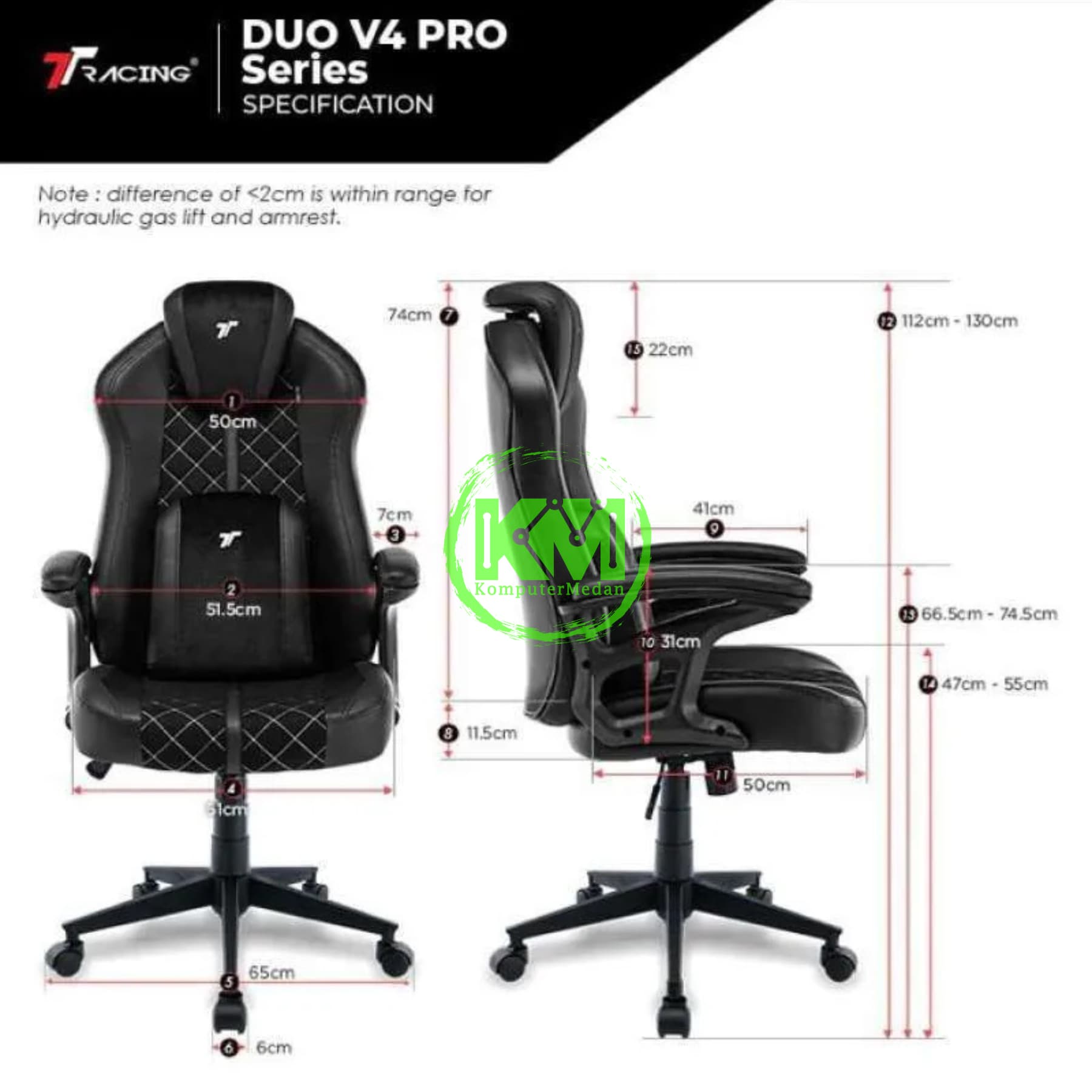 TTRACING DUO V4 GAMING CHAIR (RED/BLACK/GREY/STEALTH) - Image 6