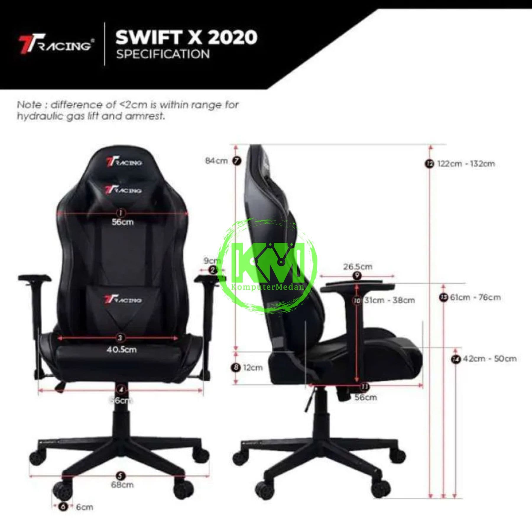 TTRACING SWIFT X 2020 GAMING CHAIR (RED, BLACK, GREY, STEALTH) - Image 6