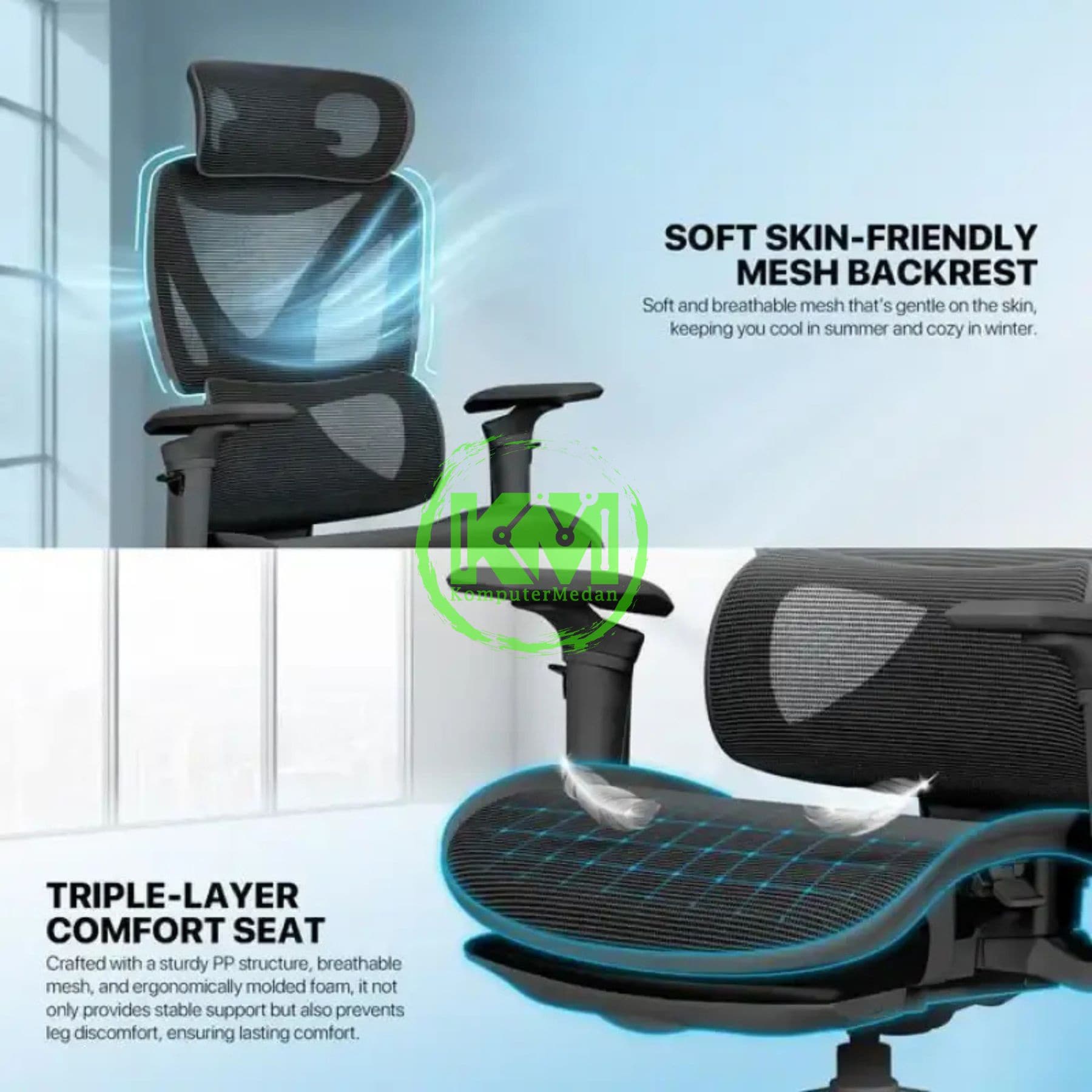 FANTECH DENVER CW2 OFFICE CHAIR - GREY & BLACK - Image 6