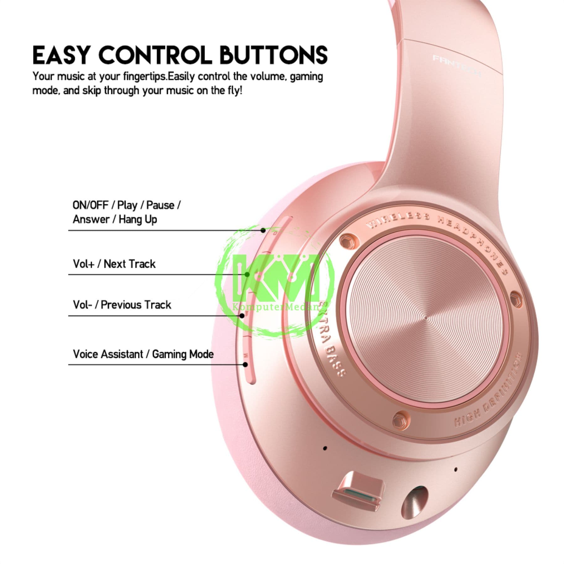 FANTECH WH01 PINK BLUETOOTH & WIRED HEADSET - Image 3