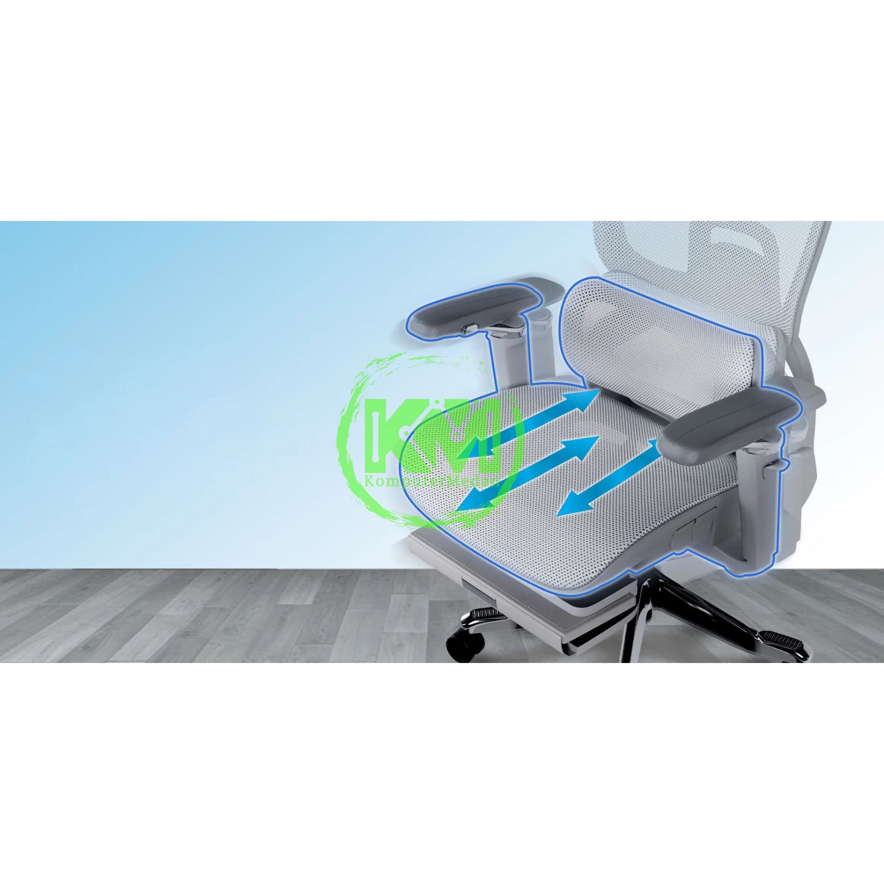 FANTECH VENICE CW1 OFFICE CHAIR - GREY & BLACK - Image 5