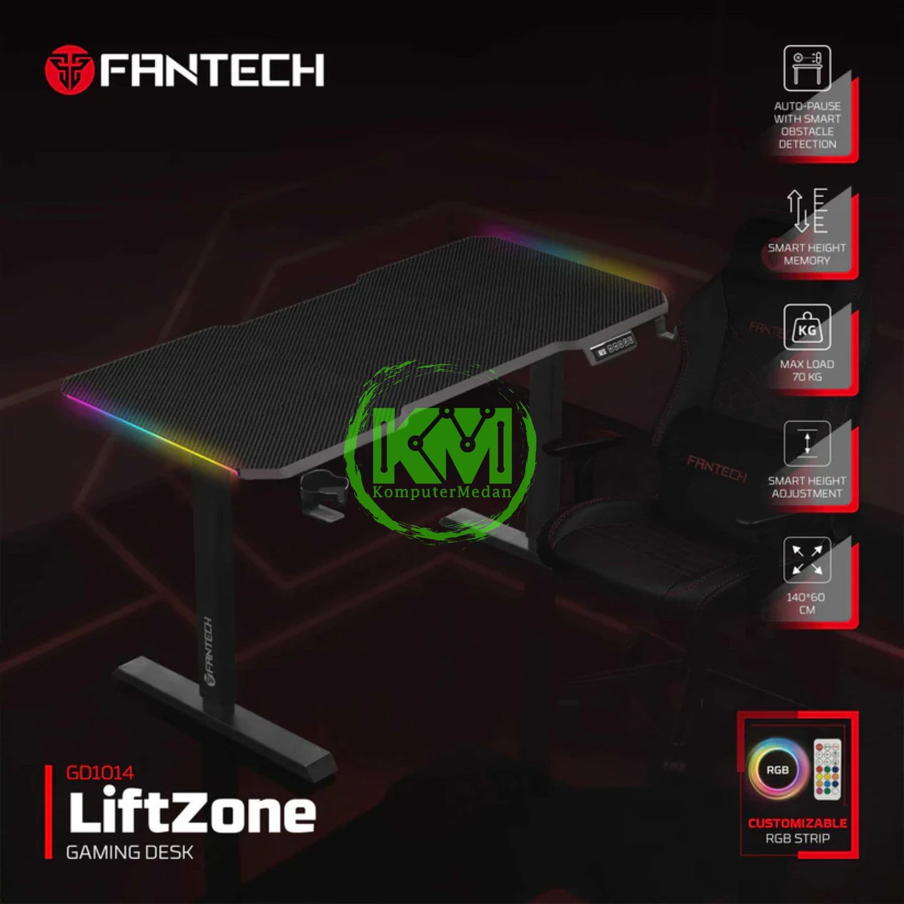 FANTECH WORK STATION GD1014 ELECTRIC ADJUSTABLE DESK BLACK - Image 2