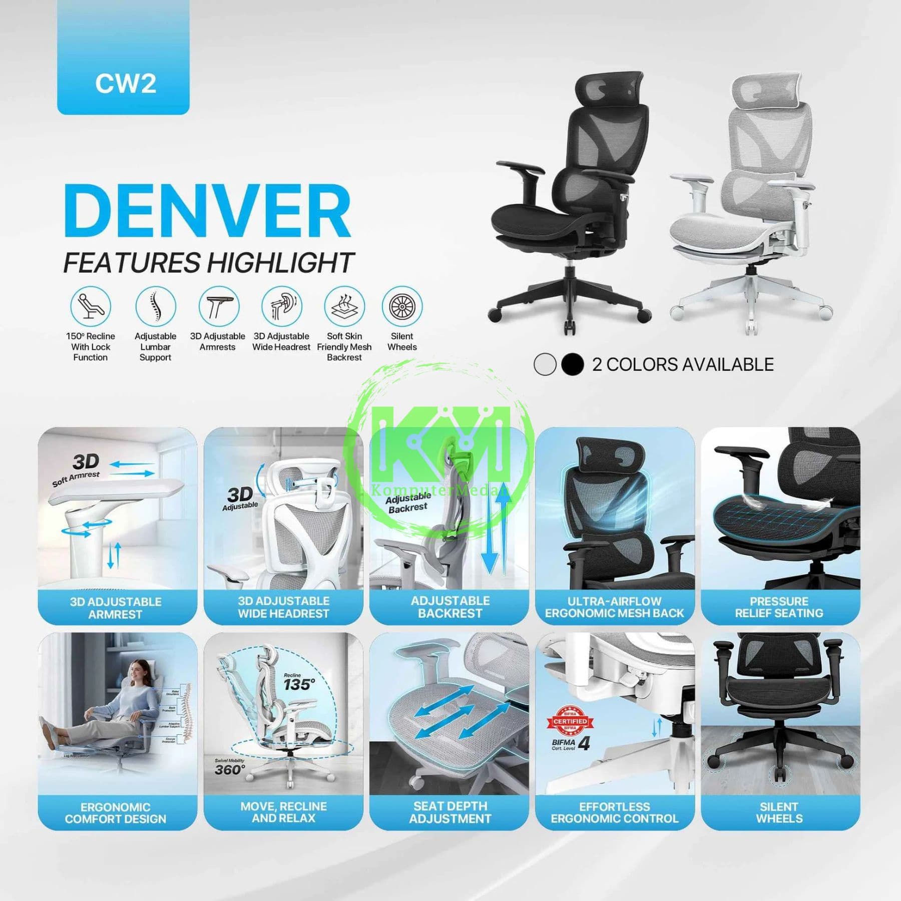 FANTECH DENVER CW2 OFFICE CHAIR - GREY & BLACK - Image 5