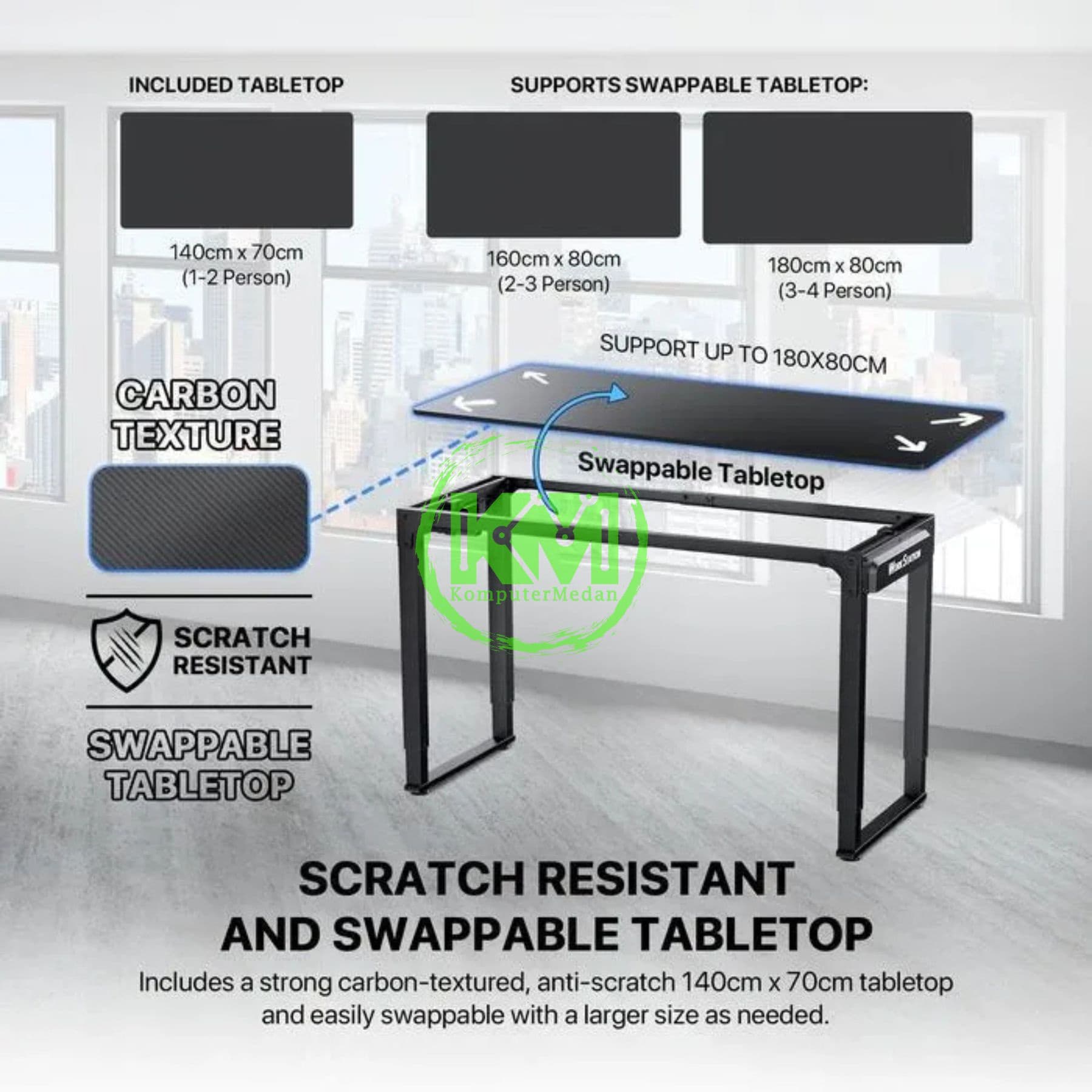 FANTECH WS514 - UK 140x70 CM, ELECTRIC ADJUSTABLE HEIGHT & MAX LOAD 80KG - Image 4