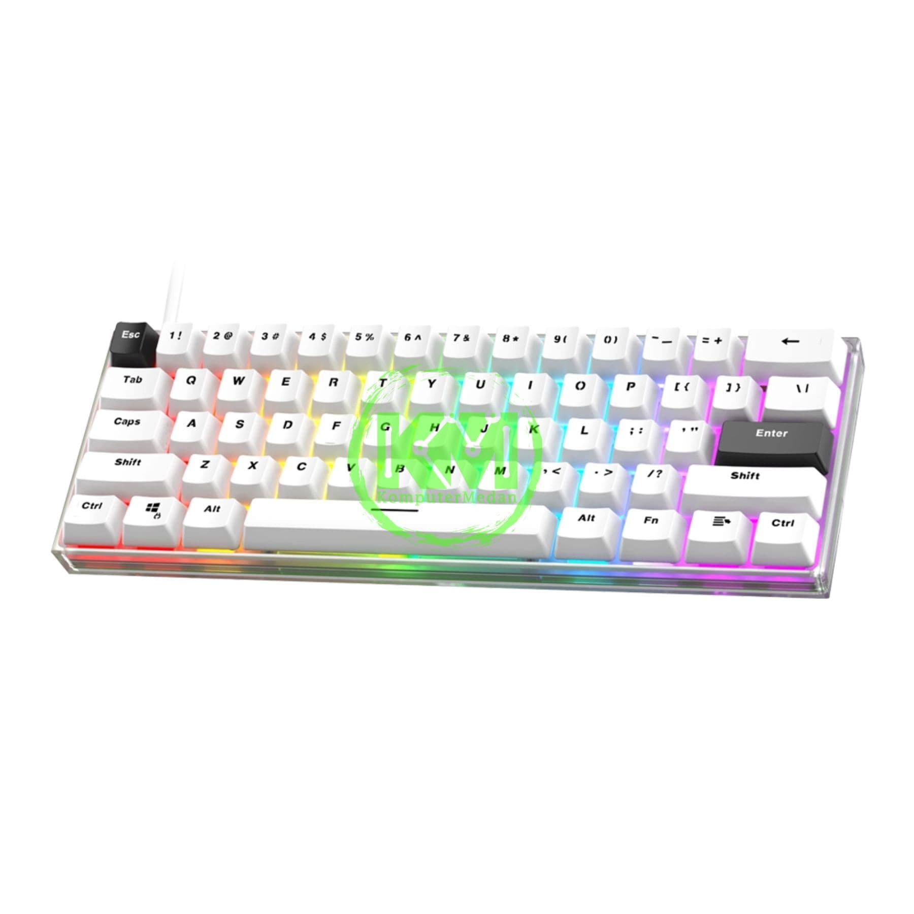 KB MECHANICAL FANTECH MK-857 MAXFIT 61 FROST - WHITE (RED- SWITCH) - Image 1