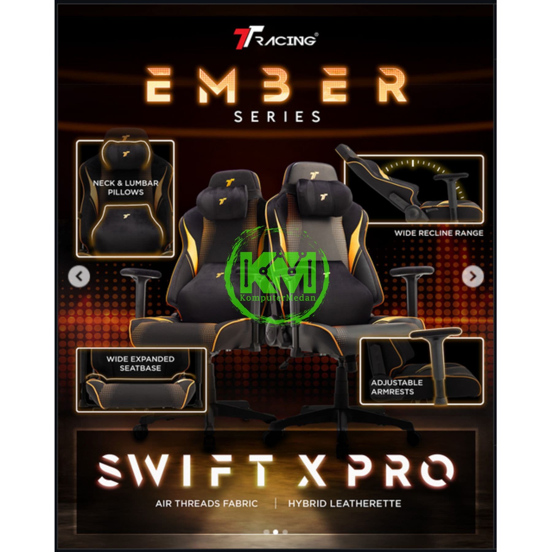 TTRACING SWIFT X PRO GAMING CHAIR (EMBER BLACK) - Image 1