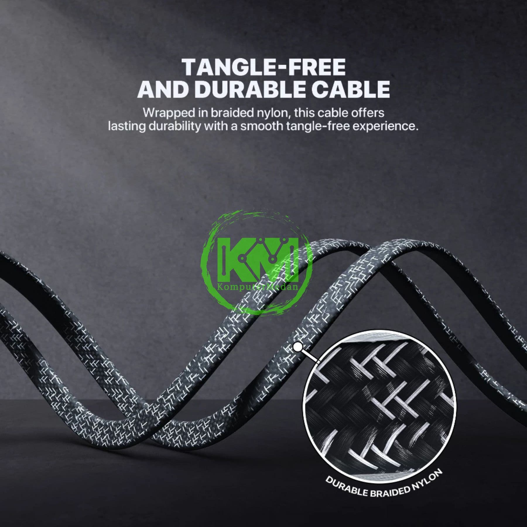 FANTECH DURALINK DL3 SERIES CABLE, DL3AC (A TO C), BRAIDED CABLE + PVC (KABEL PIPIH) 3 AMPERE FAST CHARGING - BLACK - Image 6