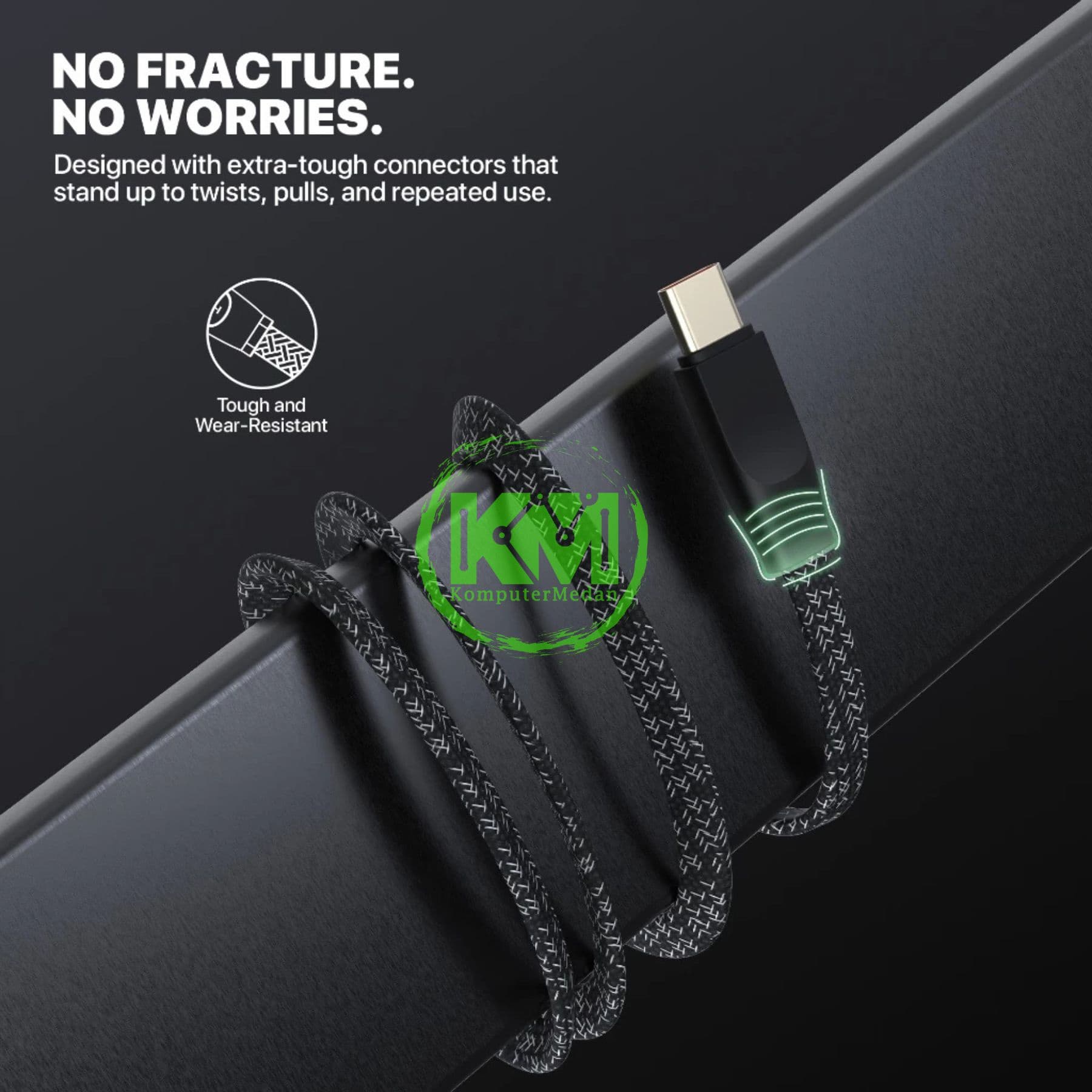 FANTECH DURALINK DL3 SERIES CABLE, DL3AC (A TO C), BRAIDED CABLE + PVC (KABEL PIPIH) 3 AMPERE FAST CHARGING - BLACK - Image 5