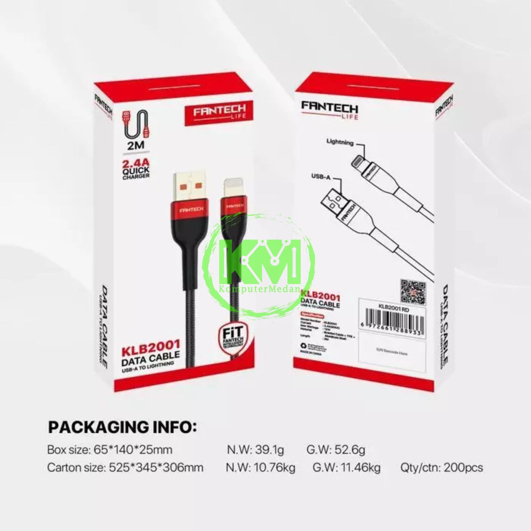 FANTECH DURALINK KLB2001 CABLE - BLACK & RED - Image 3