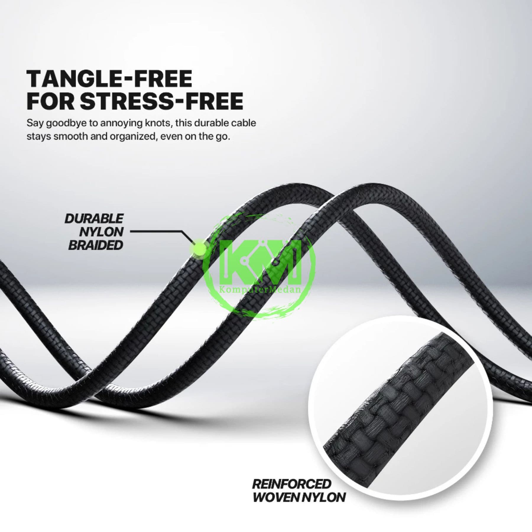 FANTECH DURALINK DL4 SERIES CABLE,DL4AC (A TO C), BRAIDED CABLE + ALUMUNIUM SHELL, 3A FAST CHARGING - BLACK - Image 3