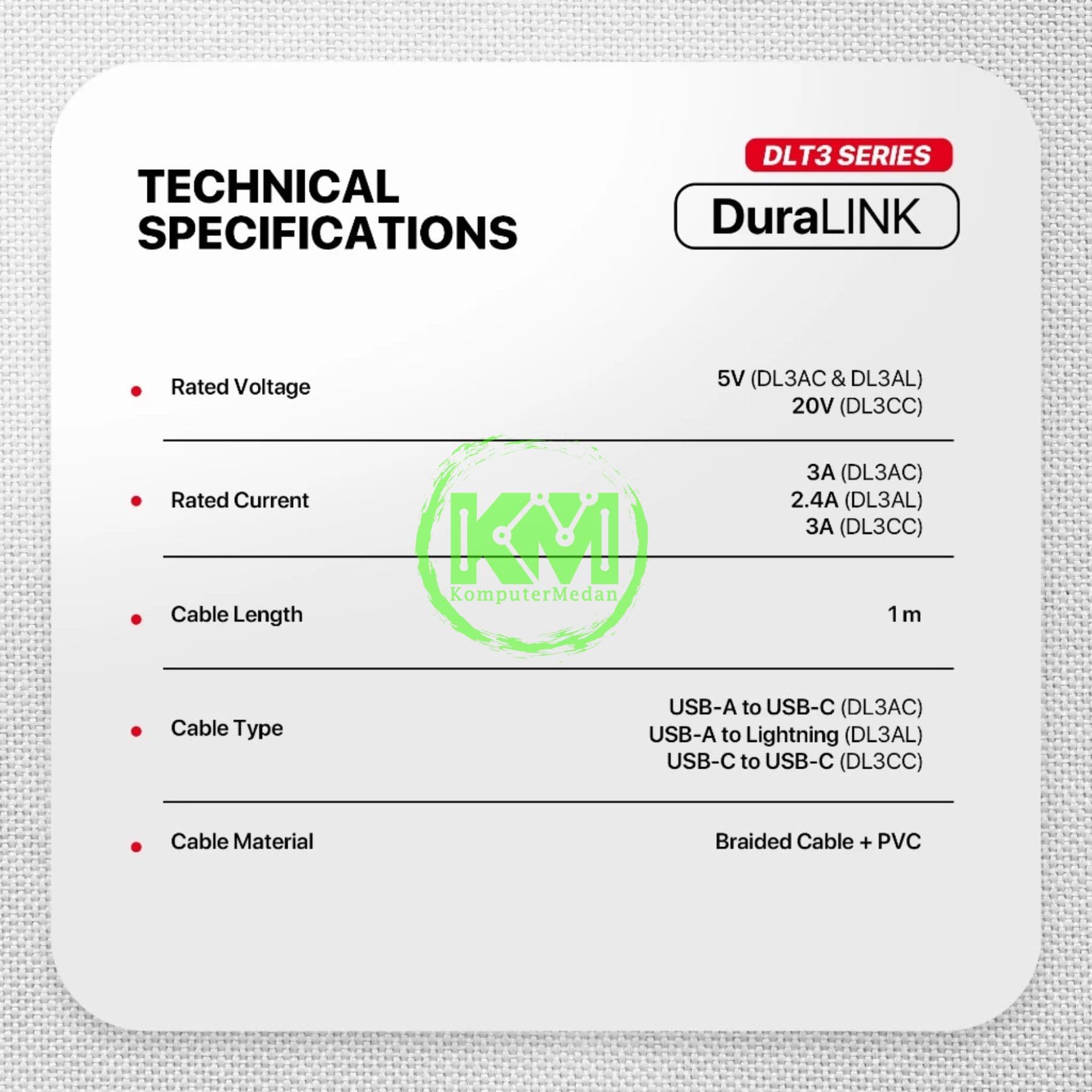 FANTECH DURALINK DL3 SERIES CABLE, DL3CC (C TO C), BRAIDED CABLE + PVC (KABEL PIPIH) 60 WATT FAST CHARGING - BLACK - Image 4