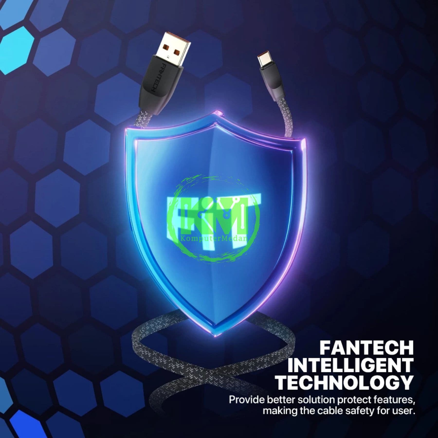 FANTECH DURALINK DL3 SERIES CABLE, DL3AC (A TO C), BRAIDED CABLE + PVC (KABEL PIPIH) 3 AMPERE FAST CHARGING - BLACK - Image 4