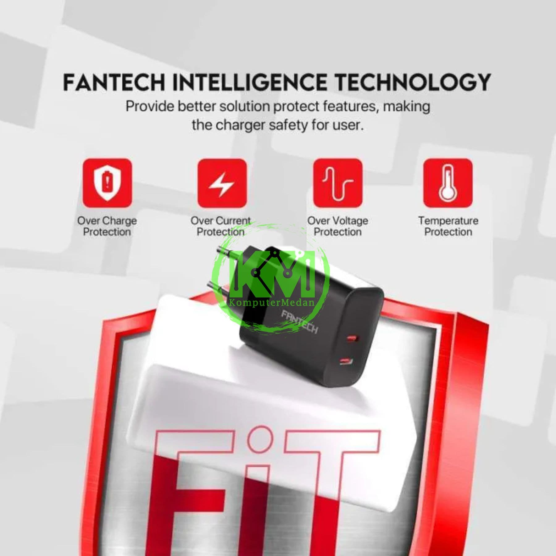 FANTECH POWER PLUS CWG45201 GAN CHARGER - BLACK & WHITE - Image 3