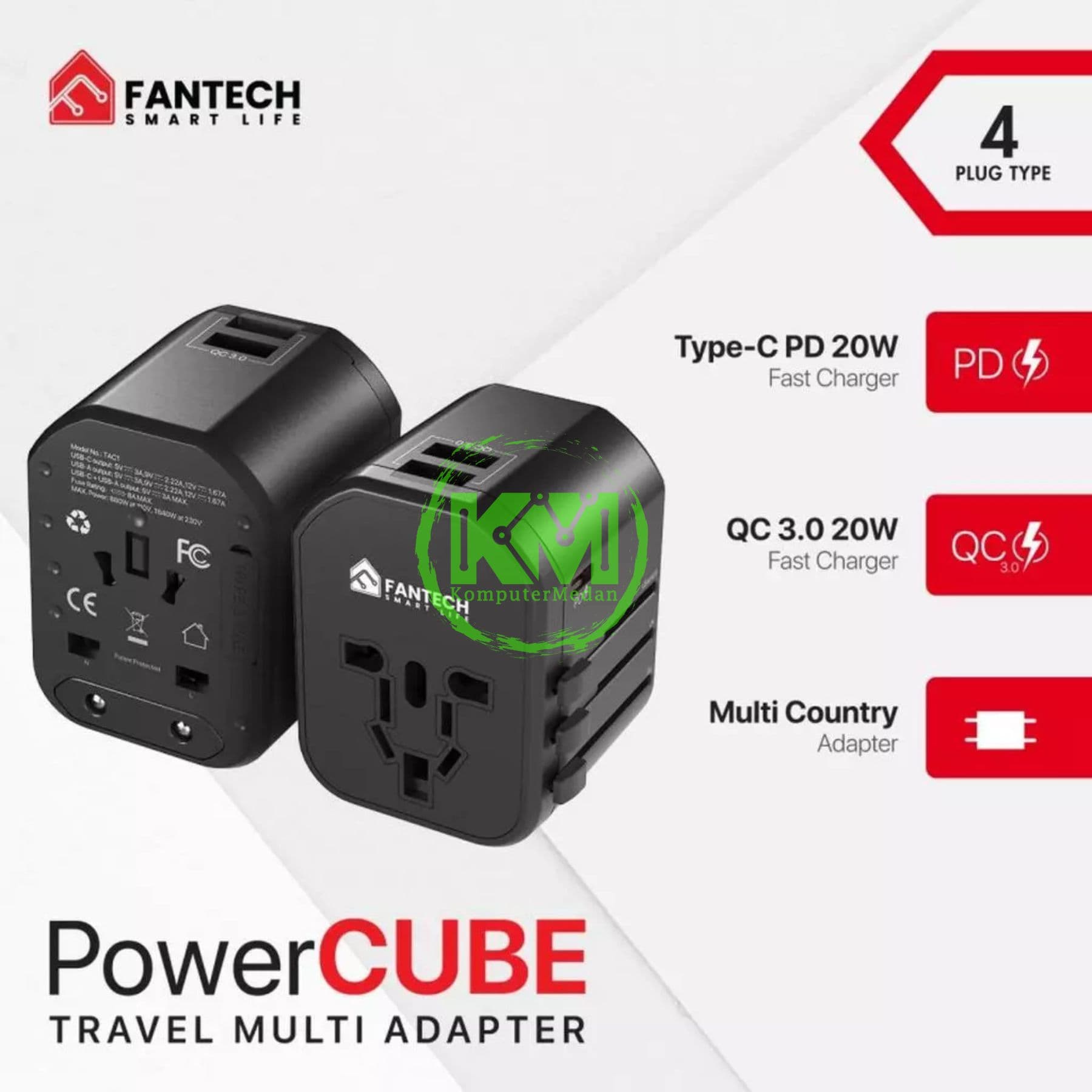 FANTECH POWER CUBE TAC01 TRAVEL ADAPTER - Image 2
